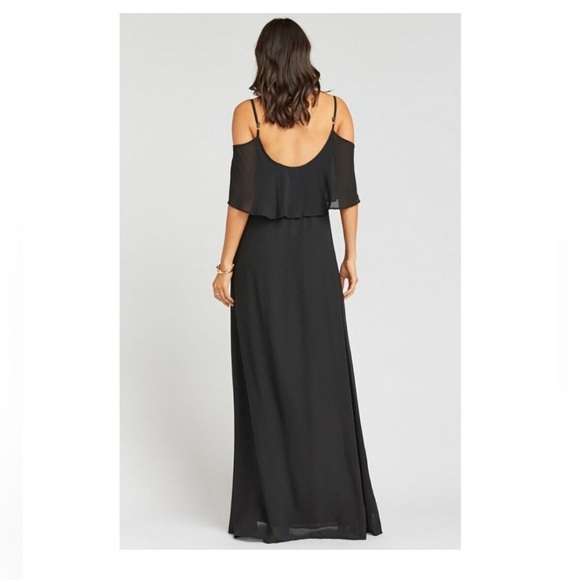 Show me your mumu caitlin ruffle maxi dress black chiffon size xxs and xs - Picture 3 of 10